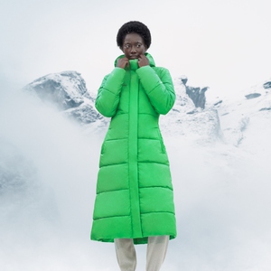 FLWRDWN™ Fitted Long Puffer Jacket, green