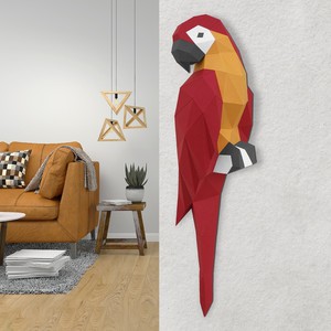 3D конструктор оригами Paperraz «Попугай Ара»,красный