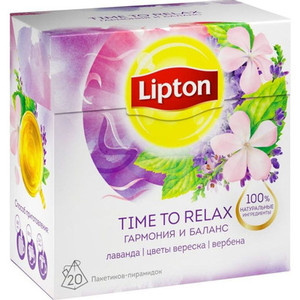 Чай Lipton Time to Relax травяной лаванда-вербена-цветы вереска в пирамидках