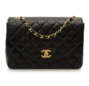 Chanel Vintage Oval Black Lambskin Classic Style Flap Bag