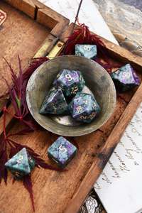 Red Ruby in Ziosite Gemstone Dice Set