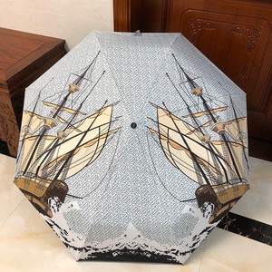 Burberry Monogram Motif Boat Print Folding Umbrella White
