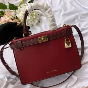 MICHAEL Michael Kors Tatiana Small Leather Satchel Burgundy