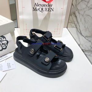 Alexander Mcqueen Tread Sandals with Leather Strap Black