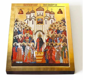Собор Владимирских святых, икона на доске 13*16,5 см