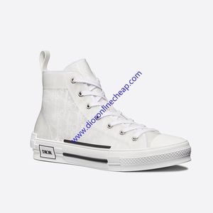Dior B23 High-Top Sneakers Unisex Oblique Canvas White