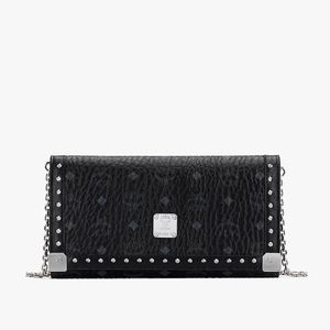 MCM Large Berlin Series Crossbody Wallet In Visetos Black