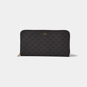 Celine Large Zipped Wallet In Triomphe Canvas Black