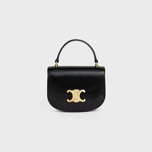 Celine Mini Besace Triomphe Bag in Shiny Calfskin Black