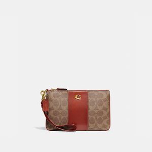 Coach Small Wristlet in Signature Canvas Khaki/Brown
