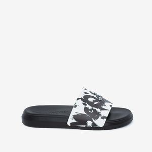 Alexander Mcqueen Pool Slides Unisex Rubber with Graffiti Printing Black/White
