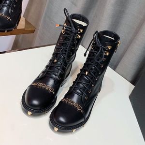 Moschino Logo Combat Boots Black