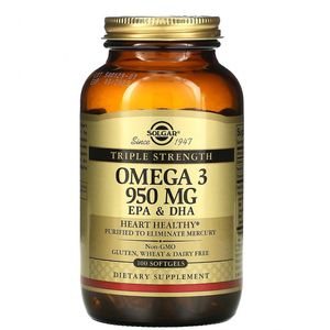 Solgar Triple Strength Omega-3 "Тройная Омега-3" капсулы 950мг №100