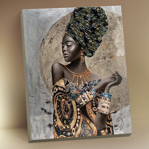 Картина по номерам с поталью (40х50 см) Африканская девушка