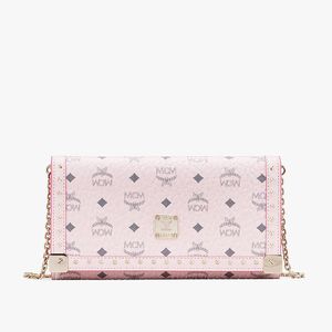MCM Large Berlin Series Crossbody Wallet In Visetos Light Pink