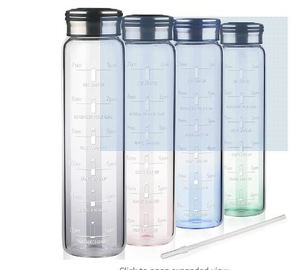 Cleesmil Glass Motivational Water Bottle, 1 Litre