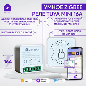 Новое Умное ZIGBEE 3.0 Реле контроллер для умного дома с Яндекс Алисой 16А Tuya Mini мощность 3500вт