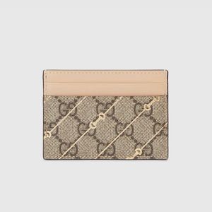 Gucci Card Case with Horsebit Motif In GG Supreme Canvas Beige/Apricot