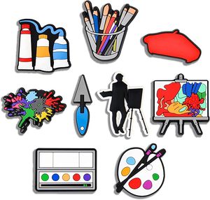 Art Shoe Charms 9PCS Artist Shoes Charm for PVC Clog Pins Painting Shoe Charms Accessories Birthday