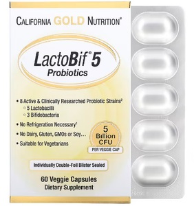 California Gold Nutrition, LactoBif 5, пробиотики, 60 вегетарианских капсул