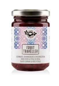 Fruit Traveller Fruchtaufstrich mit Schwarzer Johannisbeere & Rosenblüten 150g