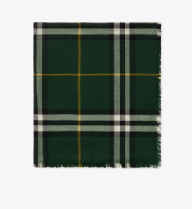 Burberry Check Wool Scarf in Ivy