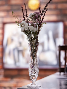 Хрустальная ваза на ножке для цветов, розы сухоцветов, высота 15 см, Неман