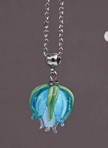 Кулон стеклянный Голубой цветок