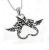 Sterling Silver Love Dragon Pair Heart Pendant Necklace