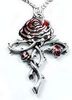 Silver Gothic Druid Immortality Rose Pendant Necklace