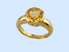 золотое кольцо с зелено-желтым цитрином