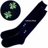 Japan High Knee Socks Black Color with Green Logo