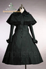 Black Heavy Cotton Bustles Coat with Cape