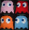 Four 2-sided Pac-Man ghost pillows