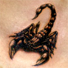Татуировка в виде скорпиончика на лопатке
