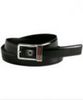 black leather signature stripe belt