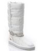 KRYSTAL METALLIC SATIRE SATIN QUILTED BOOT W/ REMOVABLE CHAIN