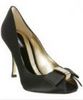 black satin peep toe rhinestone pumps