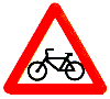 Дорожный знак "Пересечение с велодорожкой"