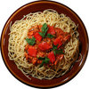 тарелка горячих спагетти