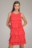 Red Velvet Chiffon Ruffle Tier Dress