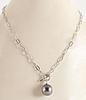 Large Black Pearl Pendant with long chain, Majorica