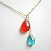 Orange Carnelian with Neon Blue Apatite Color Play Necklace