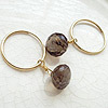 Smoky Quartz Kiss Shaped Gemstones and 14k Gold Hoop Earrings