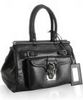 black calfskin link detail pocket satchel