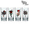 Don Ed Hardy "Rose" Screened Glass Hi-Ball Set of 4
