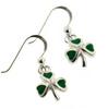 Green Irish Shamrock Silver Earrings