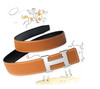 Hermes 32 mm reversible leather strap in Black/Gold, Box/Togo calfskin, silver and palladium plated