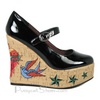 Penthouse Kat Leopard Tattoo Cork Wedge Heel