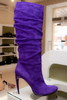 Фиолетовые замшевые сапоги